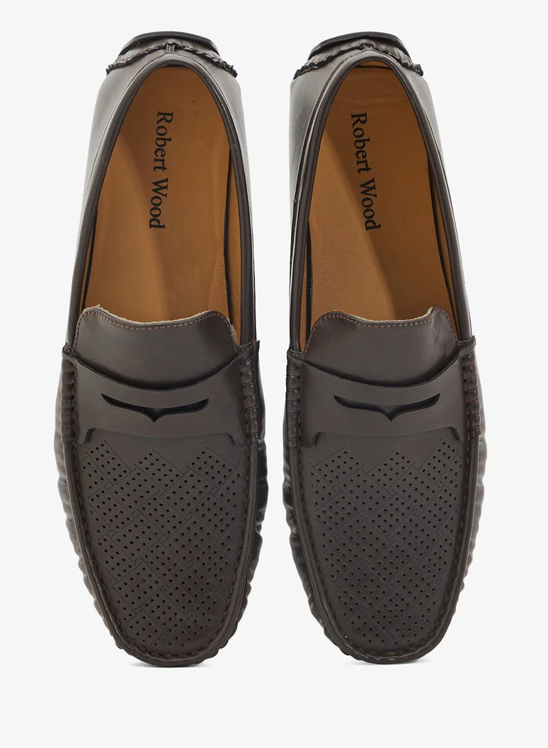 Robert Wood Perforation Detail Casual Loafers