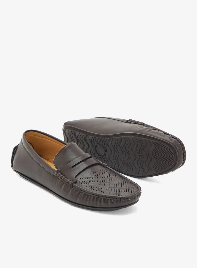 Robert Wood Perforation Detail Casual Loafers