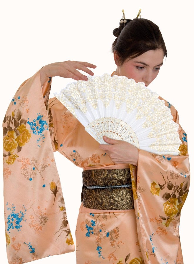 EOSAU Handheld Chinese Folding Fan Hand Fans for Women Foldable Bulk for Party Wedding Church Dancing (White) - Image 5