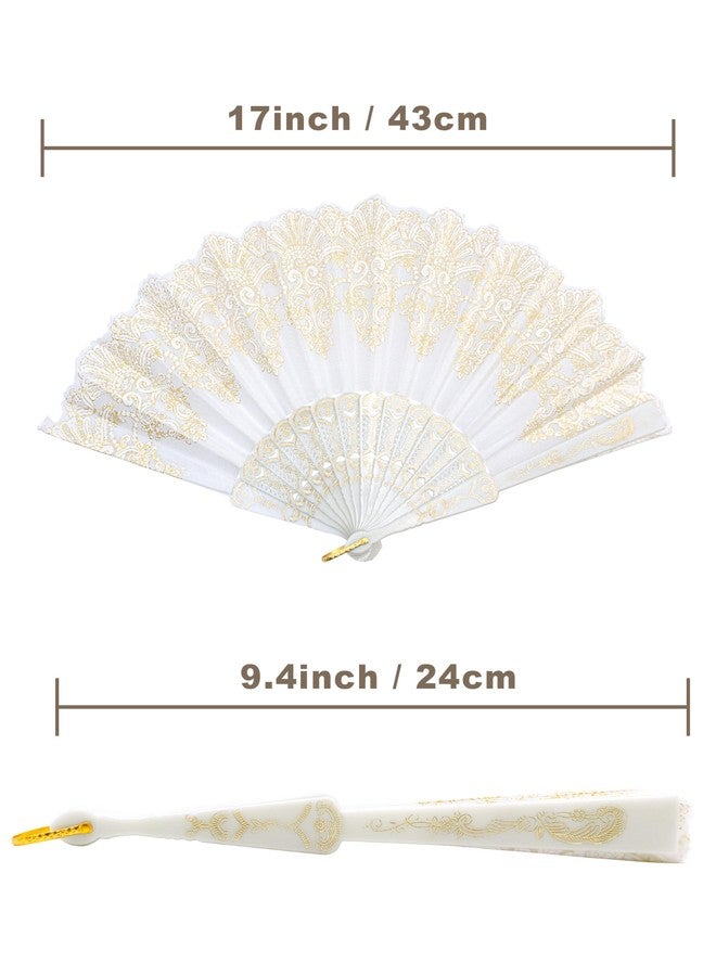 EOSAU Handheld Chinese Folding Fan Hand Fans for Women Foldable Bulk for Party Wedding Church Dancing (White) - Image 4