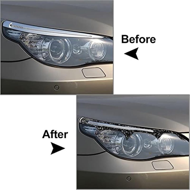 QASULER Carbon Fiber Headlight Eyelid Trim for BMW 5 Series E60 - Image 4