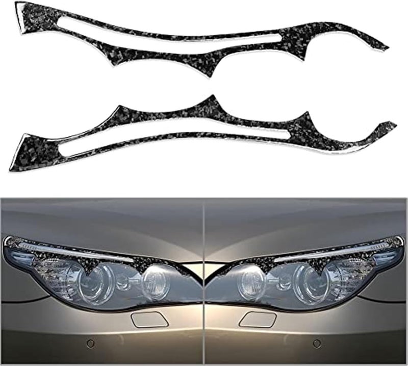 QASULER Carbon Fiber Headlight Eyelid Trim for BMW 5 Series E60 - Image 2