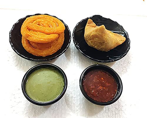 DECOR VIBES Melamine Dahi Bhalla and Chat Plate, Snack and Appetizer Plate, Tray for Party and Daily use Serving Platter, Unbreakable (Matt Black, Dia 4 Inch, Pack of 6) - Image 3