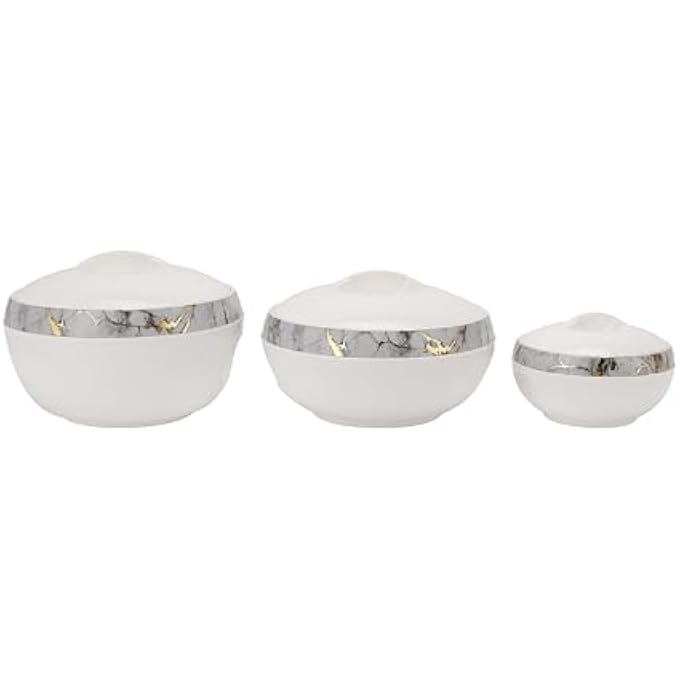 rayihni Supremo Insulated Casserole Set Rf11940 Set Of 3 1000Ml 2500Ml 3500Ml Pp Body With Stainless Steel Inner Small Medium Large Sizes Unique Design Super Pu Insulation Perfect For Roti Rice - Image 3