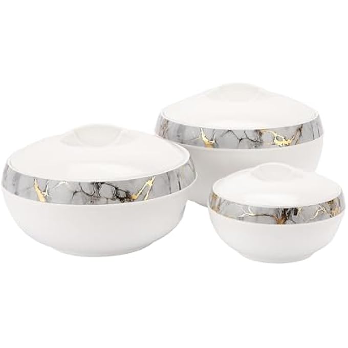 rayihni Supremo Insulated Casserole Set Rf11940 Set Of 3 1000Ml 2500Ml 3500Ml Pp Body With Stainless Steel Inner Small Medium Large Sizes Unique Design Super Pu Insulation Perfect For Roti Rice - Image 2