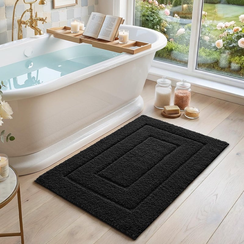 DEXI Bathroom Rug 36x24, Non Slip Washable Bath Mat for Shower Floor, Absorbent Soft Bathmat with Rubber Backing, Quick Dry Microfiber Carpet Accessories, Black - Image 3