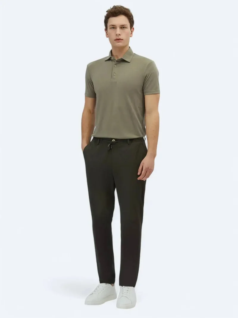 Kip Khaki Weaving Jogging Fit Casual Trousers
