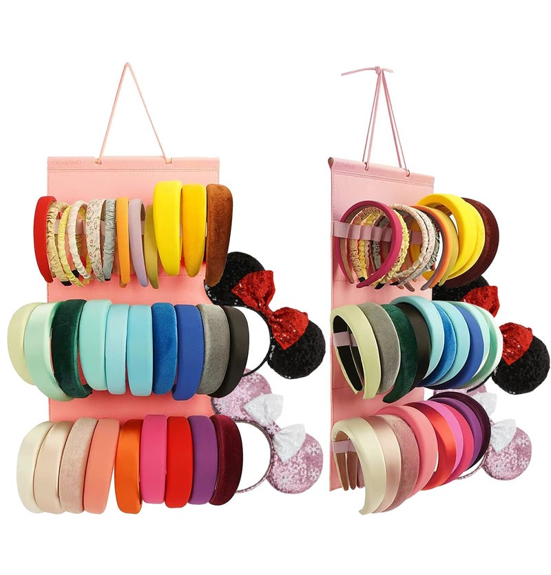 JOYMOMO JOYMOMO Hanging Headband Holder for Girls Felt Headband Organizer Storage Holder  Pink 