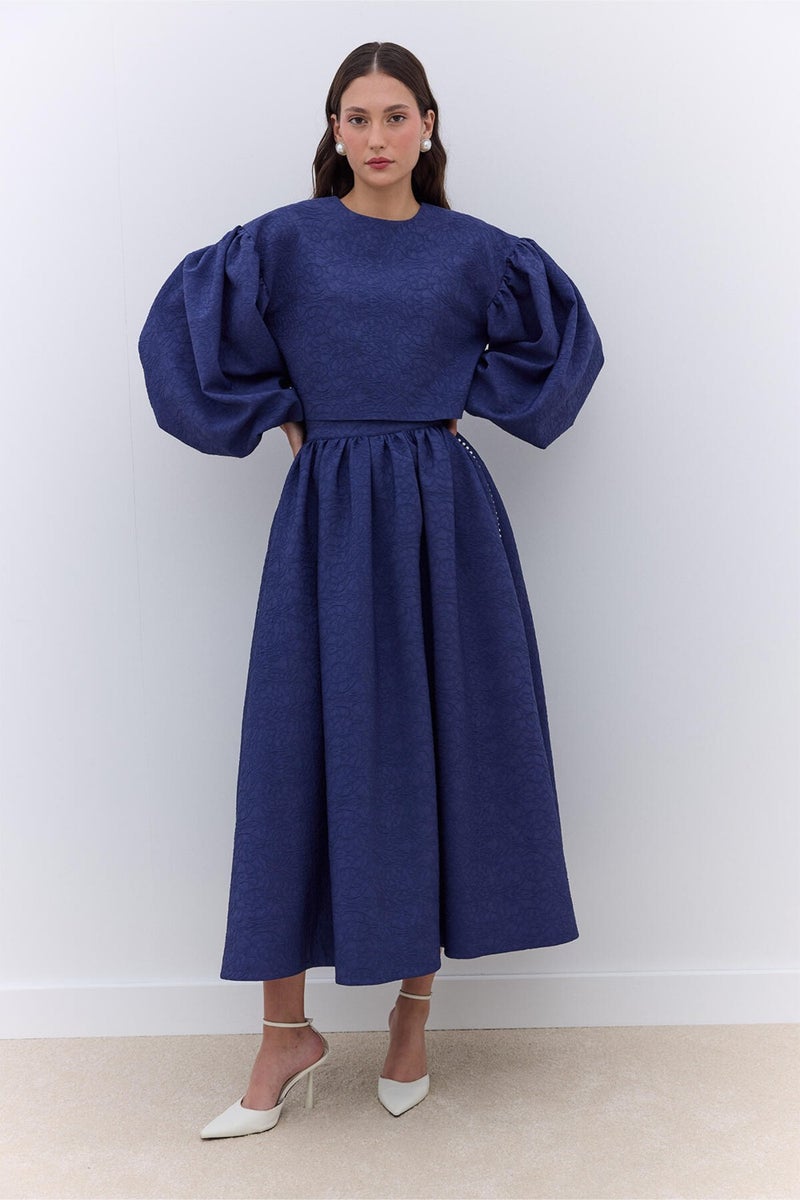 Manuka Pearl Detail Evening Blouse Midnight Blue  - Image 2