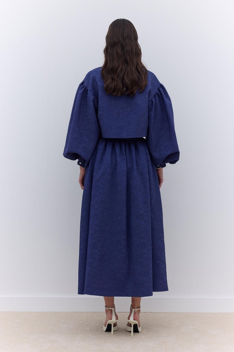 Manuka Pearl Detail Evening Blouse Midnight Blue  - Image 5
