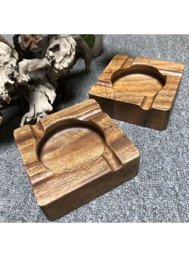 Solid Wood Ashtray 5 12x5 12 Inch Handcrafted Cigar Rest For Home Hotel Office - Image 2