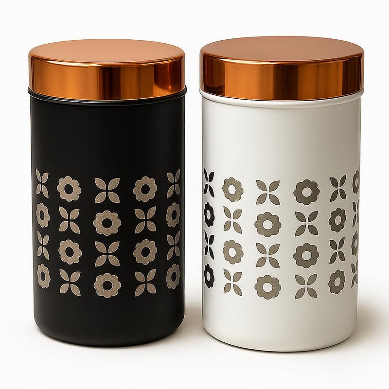 STEEPLE Stainless Steel Storage Containers Set of 2 | 750 ml Steel Jars with Lid | Airtight Kitchen Canisters | Tea Coffee Sugar Container | Dry Fruit Box for Kitchen Storage - Image 1