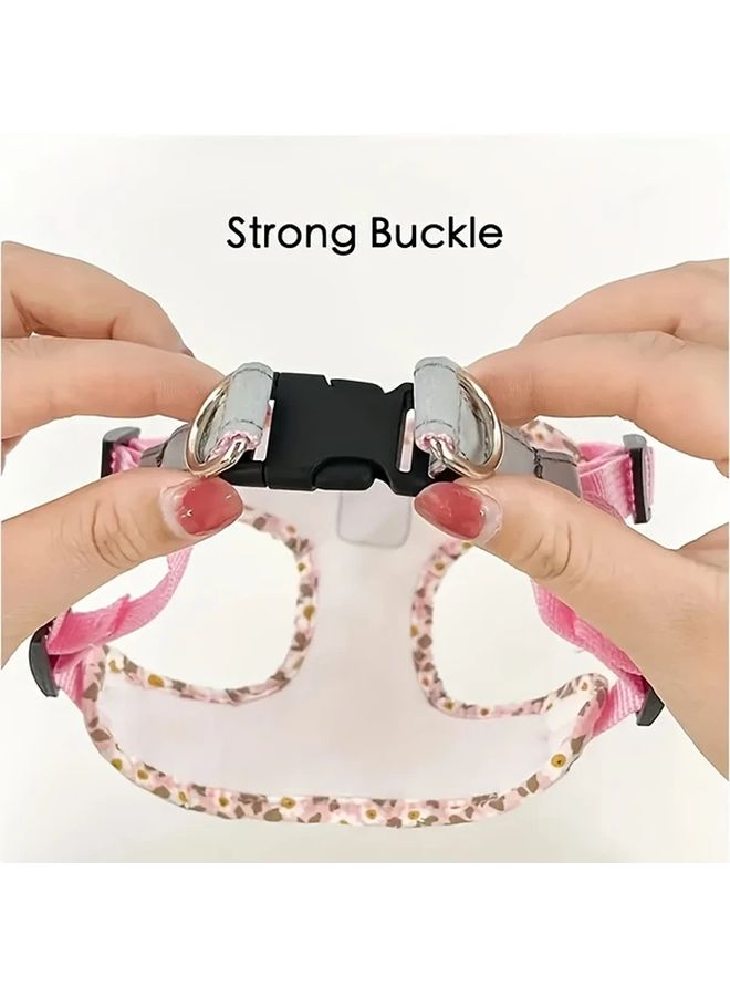 Reflective Dog Harness Set With Leash Printed Design For Small To Medium Dogs Orange Size L Breathable Ideal For Walking - Image 4