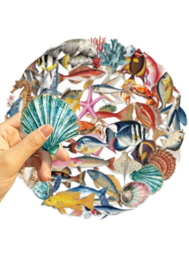 NIBEMINENT 50 Pcs Marine Life Deco Kit Waterproof Stickers, High Definition Printing Bright Colors, Suitable for Laptop Skateboard Luggage Water Bottle Guitar DIY - Image 2