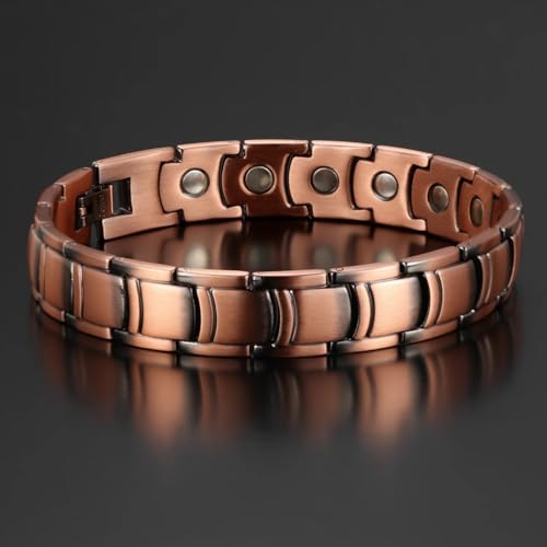EDMIRIA Pure Copper Magnetic Bracelet for Men | Adjustable Solid Copper Therapy Bracelet for Pain Relief, Arthritis & Wellness | Includes Sizing Tool (Design-6) - Image 4