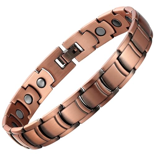 EDMIRIA Pure Copper Magnetic Bracelet for Men | Adjustable Solid Copper Therapy Bracelet for Pain Relief, Arthritis & Wellness | Includes Sizing Tool (Design-6) - Image 1