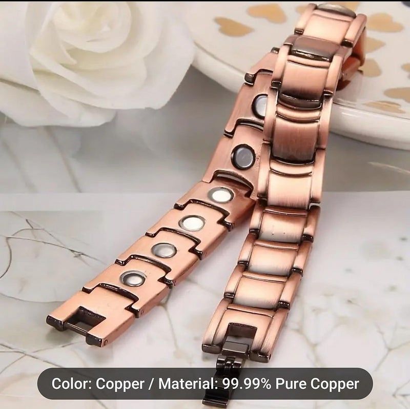 EDMIRIA Pure Copper Magnetic Bracelet for Men | Adjustable Solid Copper Therapy Bracelet for Pain Relief, Arthritis & Wellness | Includes Sizing Tool (Design-6) - Image 5