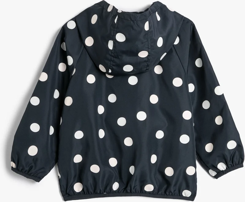 كوتون Polka Dot Hooded Coat with Pocket Detail, Cotton Lining that Changes Color in Water
