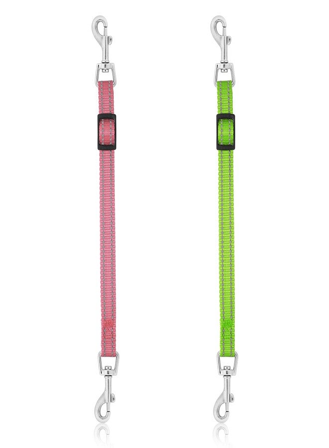 Amabro 2PCS Reflective Dog Safety Collar Clips, Adjustable Nylon Pet Collar Double Ended 360 Degree Rotatable Backup Clasp Clips Dog Collar Harness Connector (Green, Pink) - Image 1