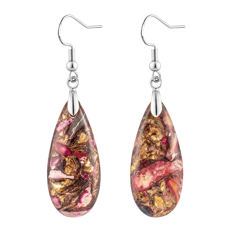 HAISWET Stone Drop Earrings for Women Teardrop Rose Red Dangle Drop Earrings - Image 1