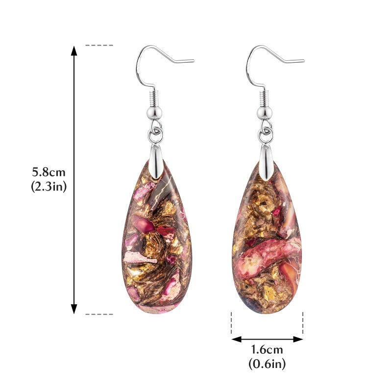 HAISWET Stone Drop Earrings for Women Teardrop Rose Red Dangle Drop Earrings - Image 4