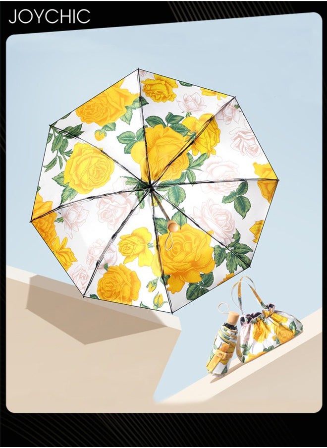 Joychic - 8 Ribs Printing UPF50+ UV Protection Umbrella 5 Fold Small Compact Sun and Rain Umbrella Multicolor - Image 1