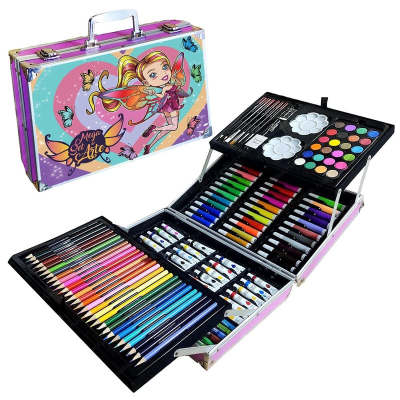 Karp 145 Pcs FA iry Design Children Deluxe Art Drawing Set for Kids Case Studio Art and Craft Supplies Drawing and Painting Set Great Gift (Pink) - Image 1
