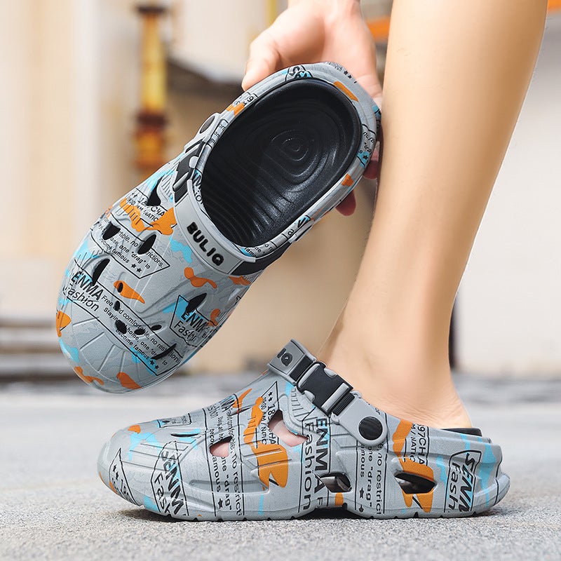 Croc-Style Shoes For Men And Women, Graffiti Design, Outdoor Wear, Parent-Child Shoes, Boys And Girls, Super Soft Beach Sandals, Dual-Use Slippers For Couples - Image 5