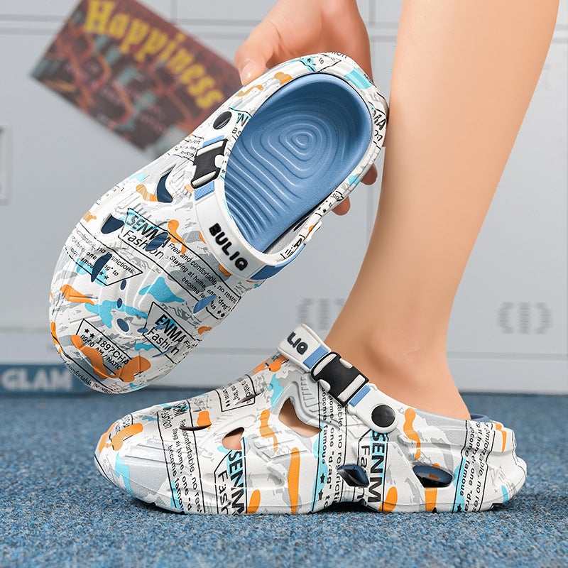 Croc-Style Shoes For Men And Women, Graffiti Design, Outdoor Wear, Parent-Child Shoes, Boys And Girls, Super Soft Beach Sandals, Dual-Use Slippers For Couples - Image 4