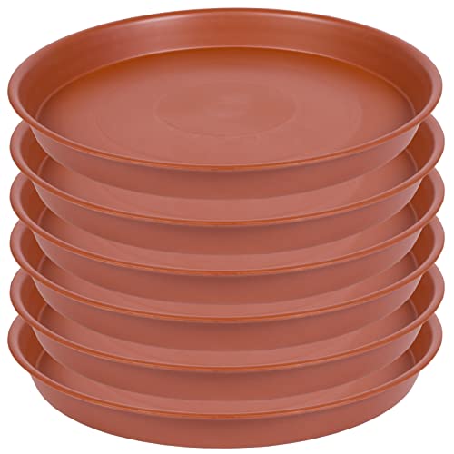 Bleuhome 6 Pack of 12 inch Plant Saucer, Heavy Duty Plastic Planter Saucer 12" Round, Plant Tray for Pots, Flower Pot Saucers for Indoors, Flower Trays for Planter 11"/12" (12 inch, Terracotta) - Image 1