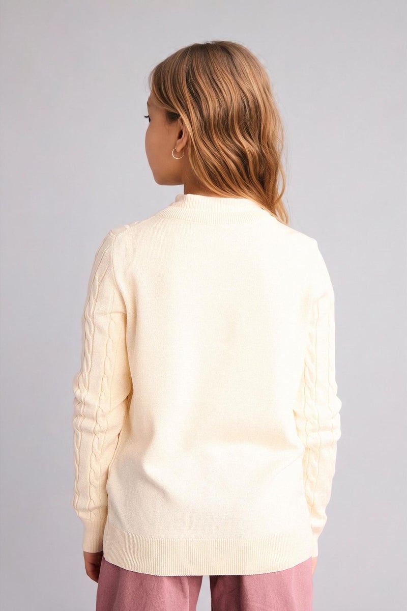 DeFacto Beige Girl Regular Fit Crew Neck Cardigan Casual - Image 5