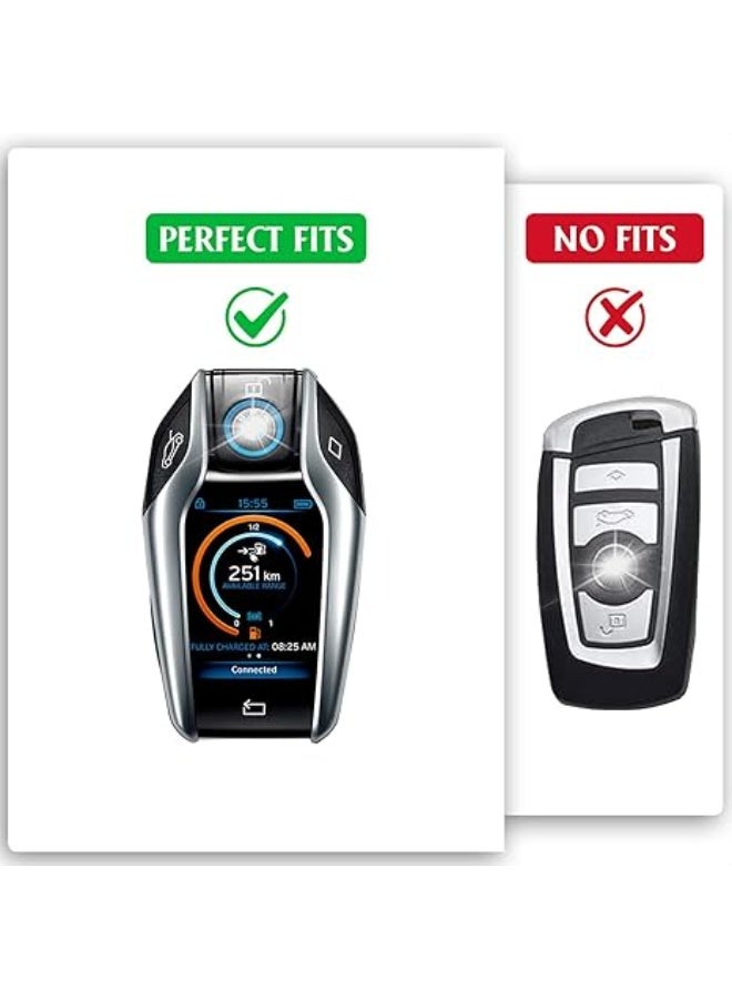 OUYoo غطاء مفتاح شاشة LCD من Holy Fteaher لسيارات BMW، غطاء مفتاح ذكي بشاشة تعمل باللمس من BMW، مصنوع من مادة TPU الناعمة، متوافق مع BMW الفئة 5 G30 G31، الفئة 6 GT G11 G12، الفئة 7 740، X3 G01، i8 (لون دخاني) - Image 2
