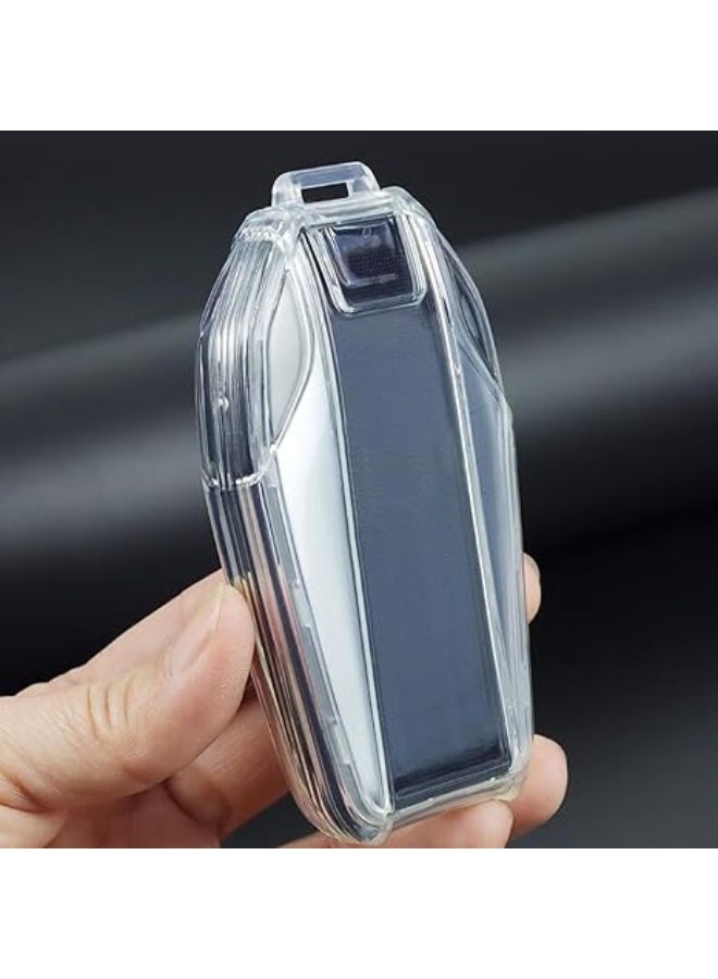 OUYoo غطاء مفتاح شاشة LCD من Holy Fteaher لسيارات BMW، غطاء مفتاح ذكي بشاشة تعمل باللمس من BMW، مصنوع من مادة TPU الناعمة، متوافق مع BMW الفئة 5 G30 G31، الفئة 6 GT G11 G12، الفئة 7 740، X3 G01، i8 (لون دخاني) - Image 5