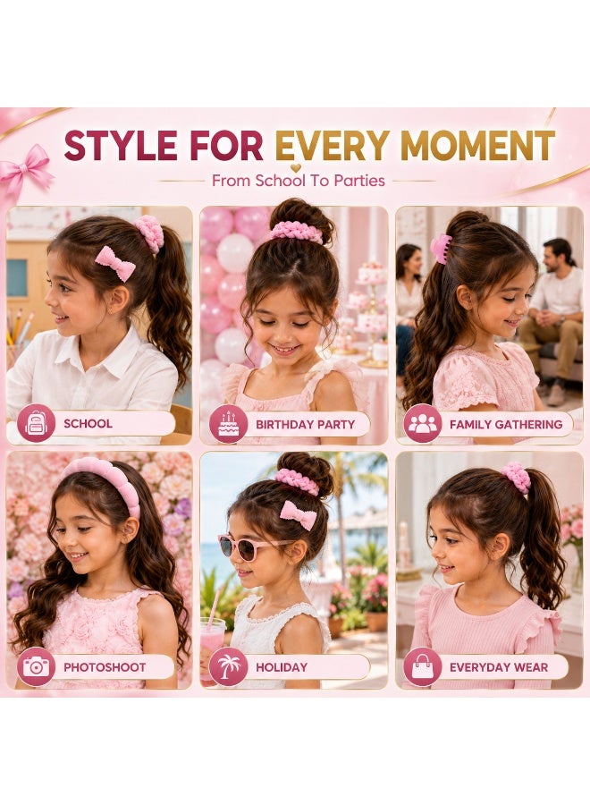 Lukadah 6 PCS Girls Hair Accessories Gift Set – Plush Headband, Hair Claw Clips, Soft Scrunchies & Hair Clip – Cute Hair Accessories Set for Kids, Toddlers & Girls – Birthday Party, School & Everyday Hair Styling Gift - Image 3