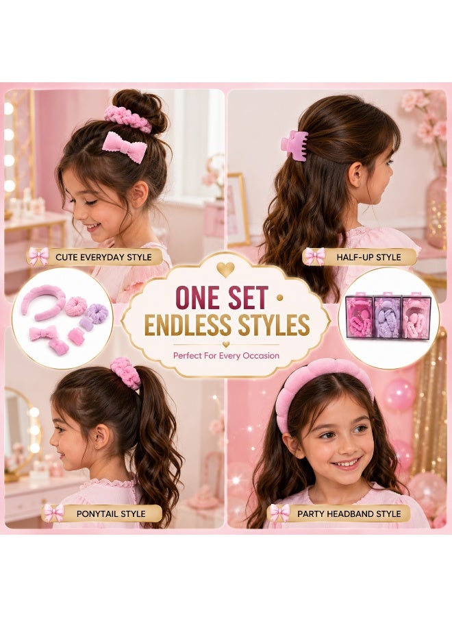 Lukadah 6 PCS Girls Hair Accessories Gift Set – Plush Headband, Hair Claw Clips, Soft Scrunchies & Hair Clip – Cute Hair Accessories Set for Kids, Toddlers & Girls – Birthday Party, School & Everyday Hair Styling Gift - Image 4