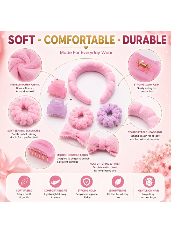 Lukadah 6 PCS Girls Hair Accessories Gift Set – Plush Headband, Hair Claw Clips, Soft Scrunchies & Hair Clip – Cute Hair Accessories Set for Kids, Toddlers & Girls – Birthday Party, School & Everyday Hair Styling Gift - Image 2