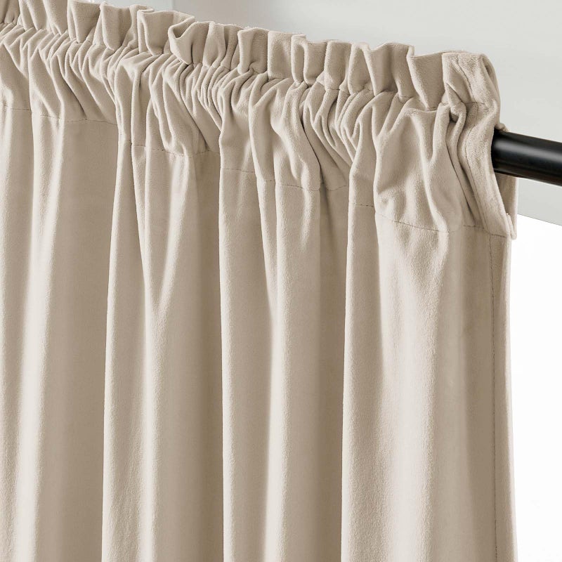 Lazzzy Velvet Blackout Curtains Thermal Insulated Room Window Drapes Super Soft Luxury Curtains for Living Room Bedroom Rod Pocket 2 Panels, Beige, 52" W x 84" L - Image 3