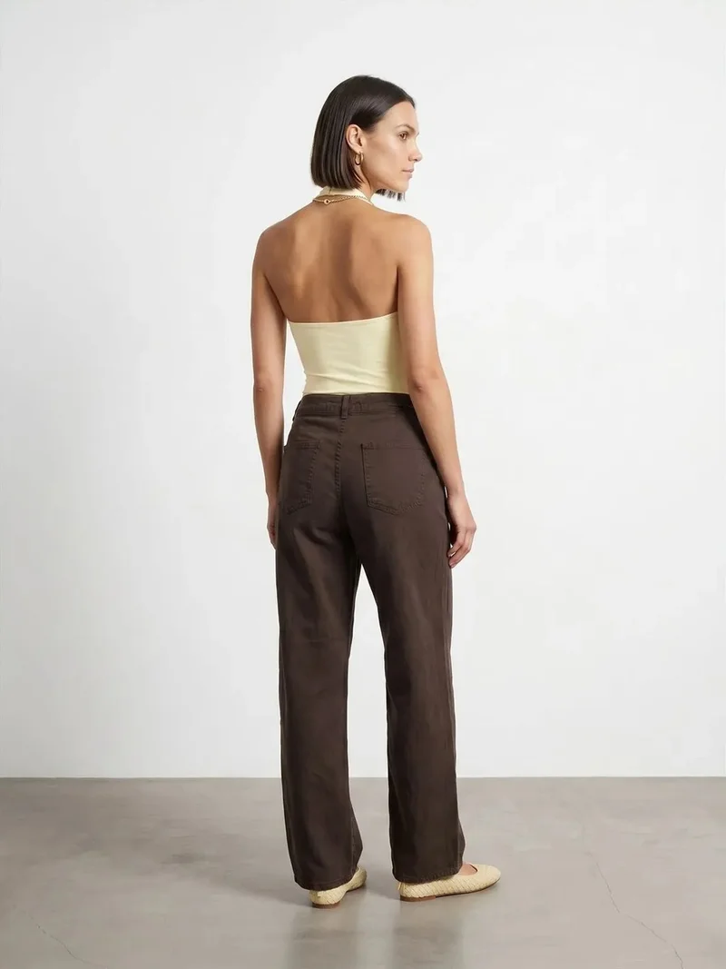 Dilvin Dilvin Mid-Waist Wide-Leg Pleated Trousers