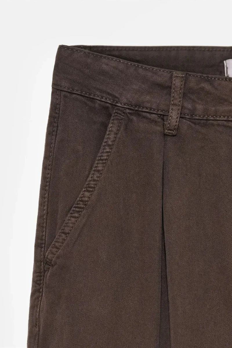 Dilvin Coffee Brown DILVIN Mid-Waist Wide-Leg Pleated Trousers for Women | Best Price UAE