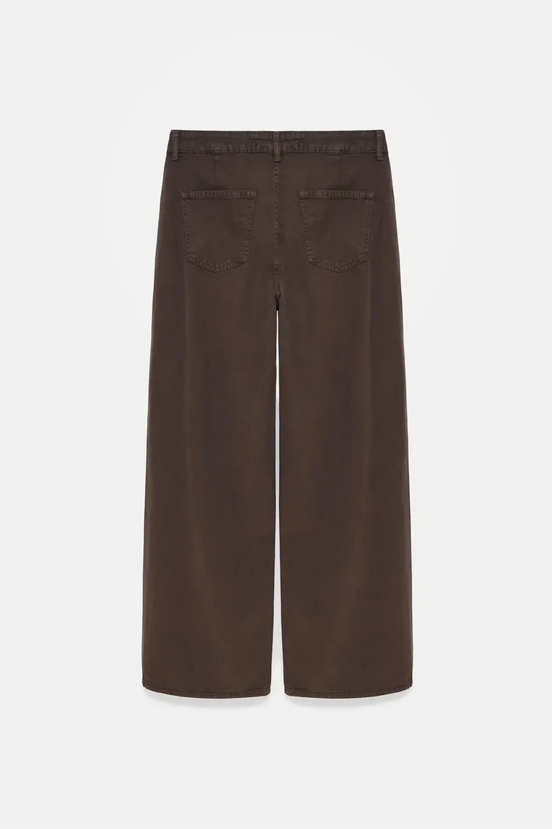 Dilvin Coffee Brown DILVIN Mid-Waist Wide-Leg Pleated Trousers for Women | Best Price UAE