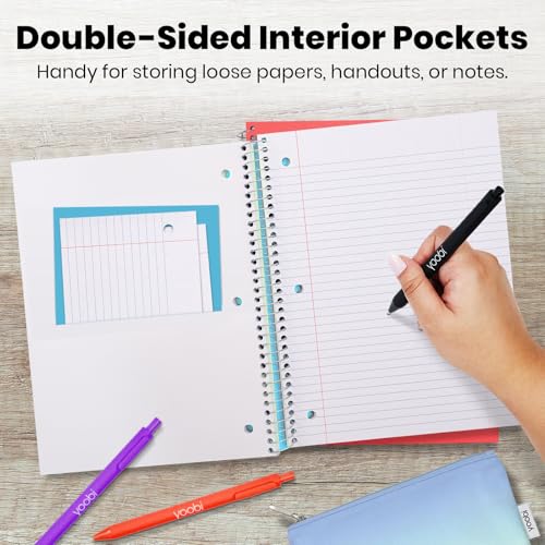 Yoobi College Ruled 8 x 10.5” Spiral Notebook Set – Bulk 6-Pack of 1 Subject Notebooks – Perfect Addition – 100 Perforated 3-Hole Punched Sheets, For School, Office & Home - Image 2