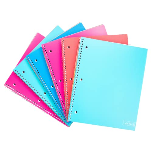 Yoobi College Ruled 8 x 10.5” Spiral Notebook Set – Bulk 6-Pack of 1 Subject Notebooks – Perfect Addition – 100 Perforated 3-Hole Punched Sheets, For School, Office & Home - Image 1