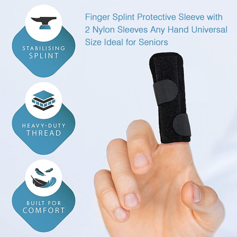 Finger Splint Black Adjustable Size - Light Strong Aluminum Strut Finger Brace - Comfort Nylon Cotton Fabric for Injury Recovery Arthritis Tendonitis Sports Injuries Home Rehabilitation - Image 3