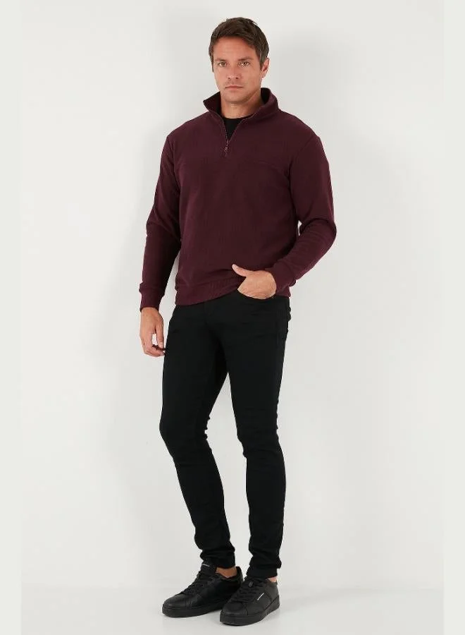 Buratti Buratti Cotton Regular Fit Half Zipper Stand Collar Sweater Men's SWEATER 456112