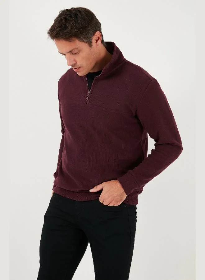 Buratti  Buratti Cotton Regular Fit Half Zipper Stand Collar Sweater Men's SWEATER 456112 for Men | Best Price UAE