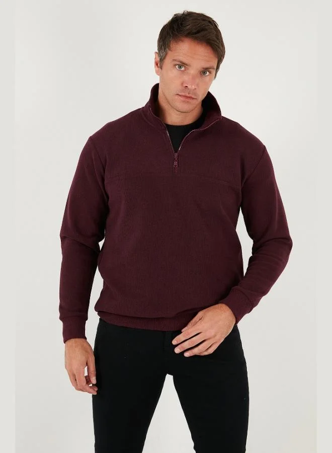 Buratti Buratti Cotton Regular Fit Half Zipper Stand Collar Sweater Men's SWEATER 456112