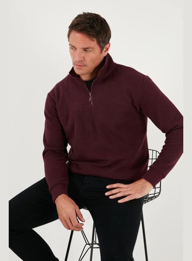 Buratti  Buratti Cotton Regular Fit Half Zipper Stand Collar Sweater Men's SWEATER 456112 for Men | Best Price UAE