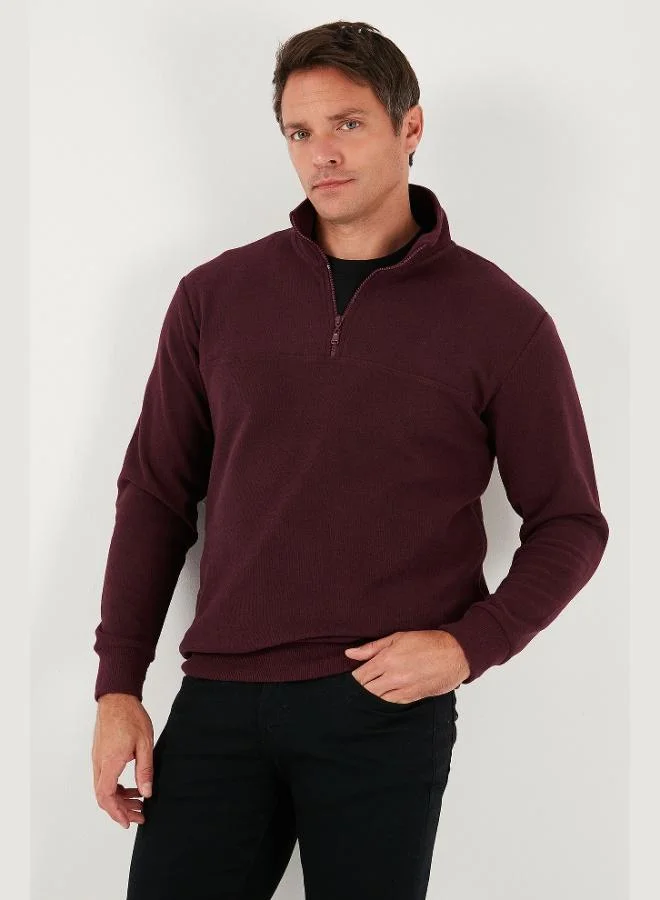 Buratti  Buratti Cotton Regular Fit Half Zipper Stand Collar Sweater Men's SWEATER 456112 for Men | Best Price UAE