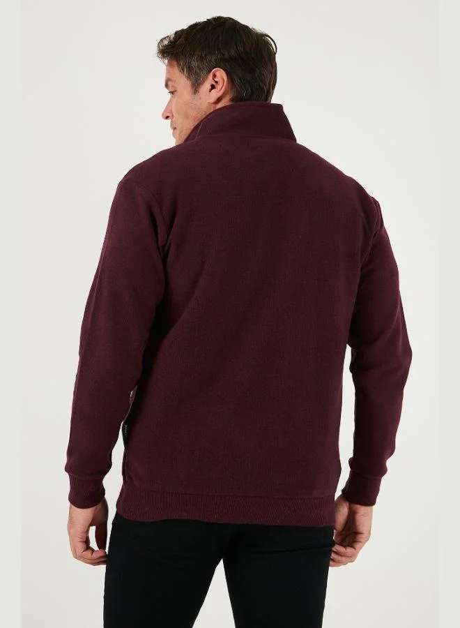 Buratti  Buratti Cotton Regular Fit Half Zipper Stand Collar Sweater Men's SWEATER 456112 for Men | Best Price UAE