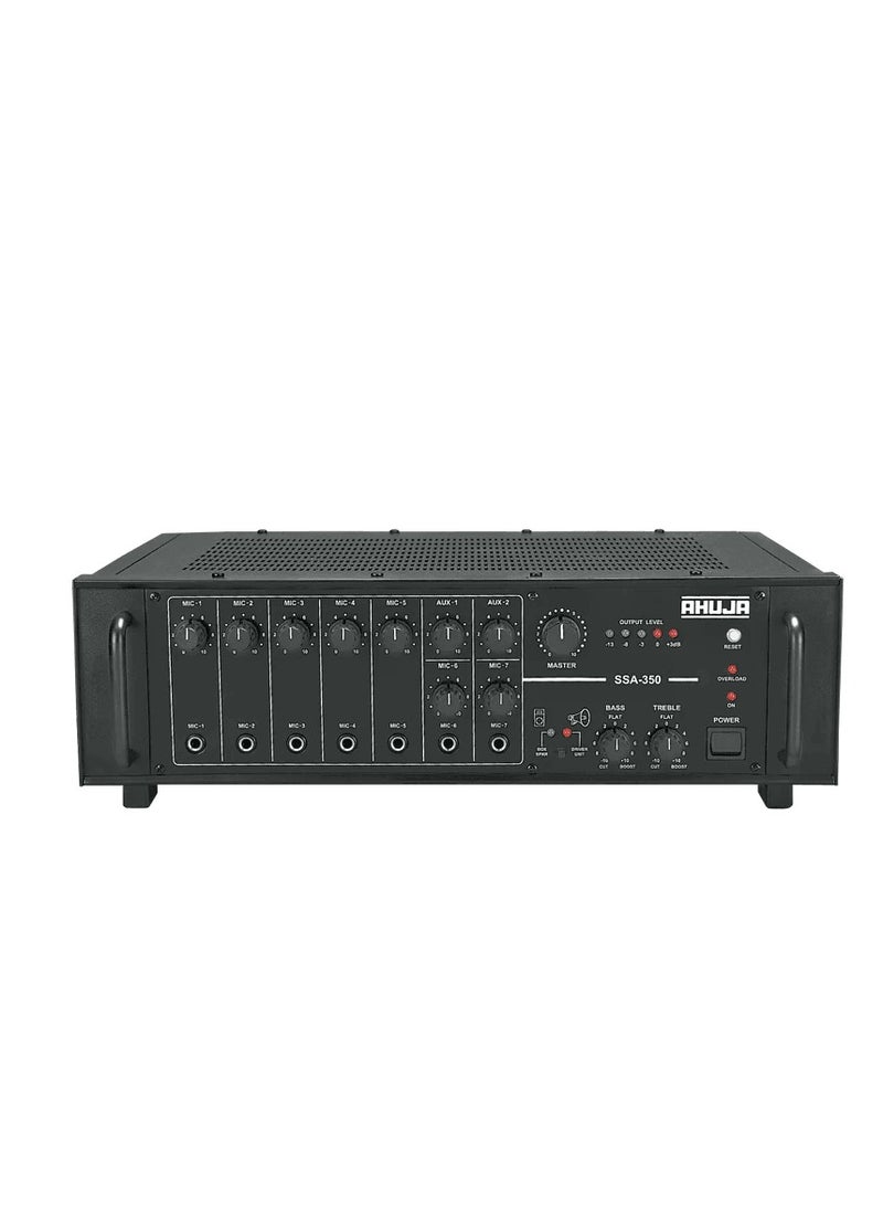 Ahuja PA Amplifier 350W RMS 7 Microphone 2 Aux Input and Impedance or voltage Output 